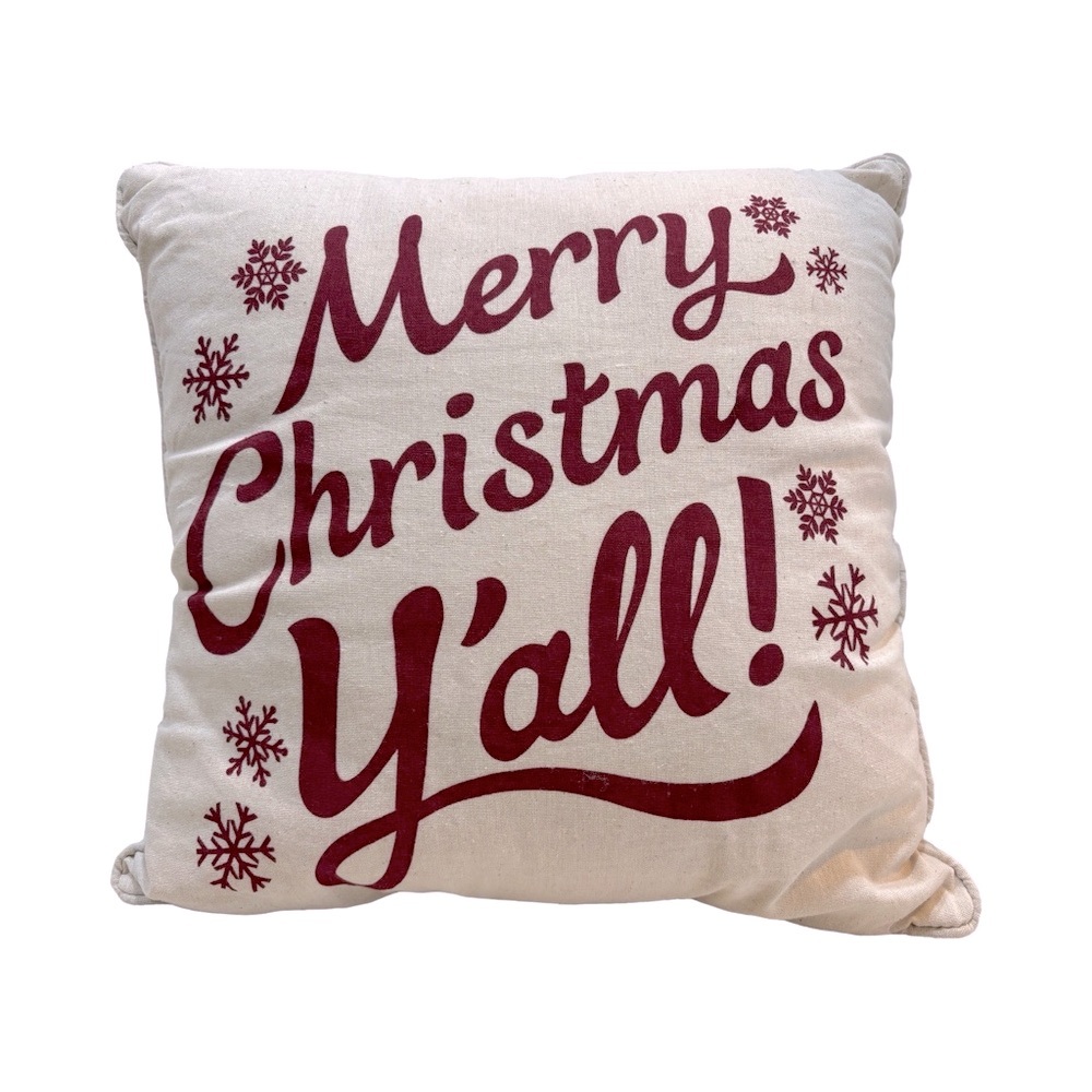 Festive Merry Christmas Pillow‎ - Red and Cream